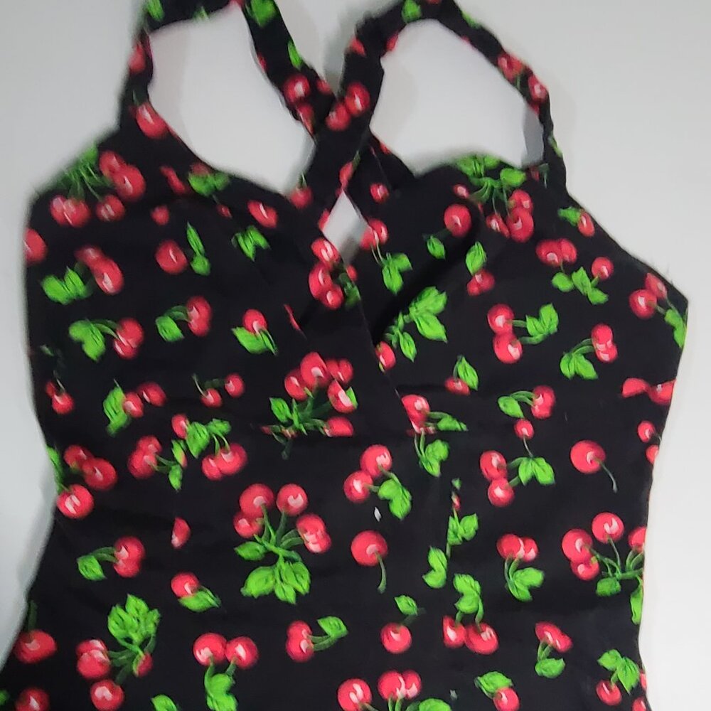 Pinup Couture Black Cherry Print Top Size L